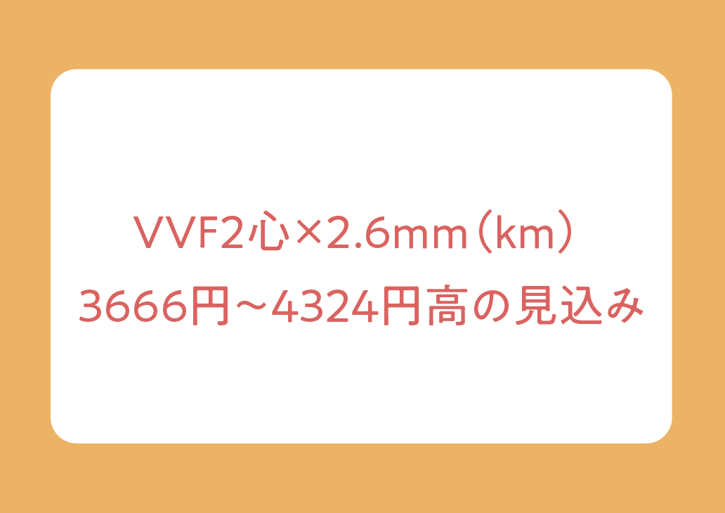 VVF2心×2.6mm（km） 3666円～4324円高の見込みの画像